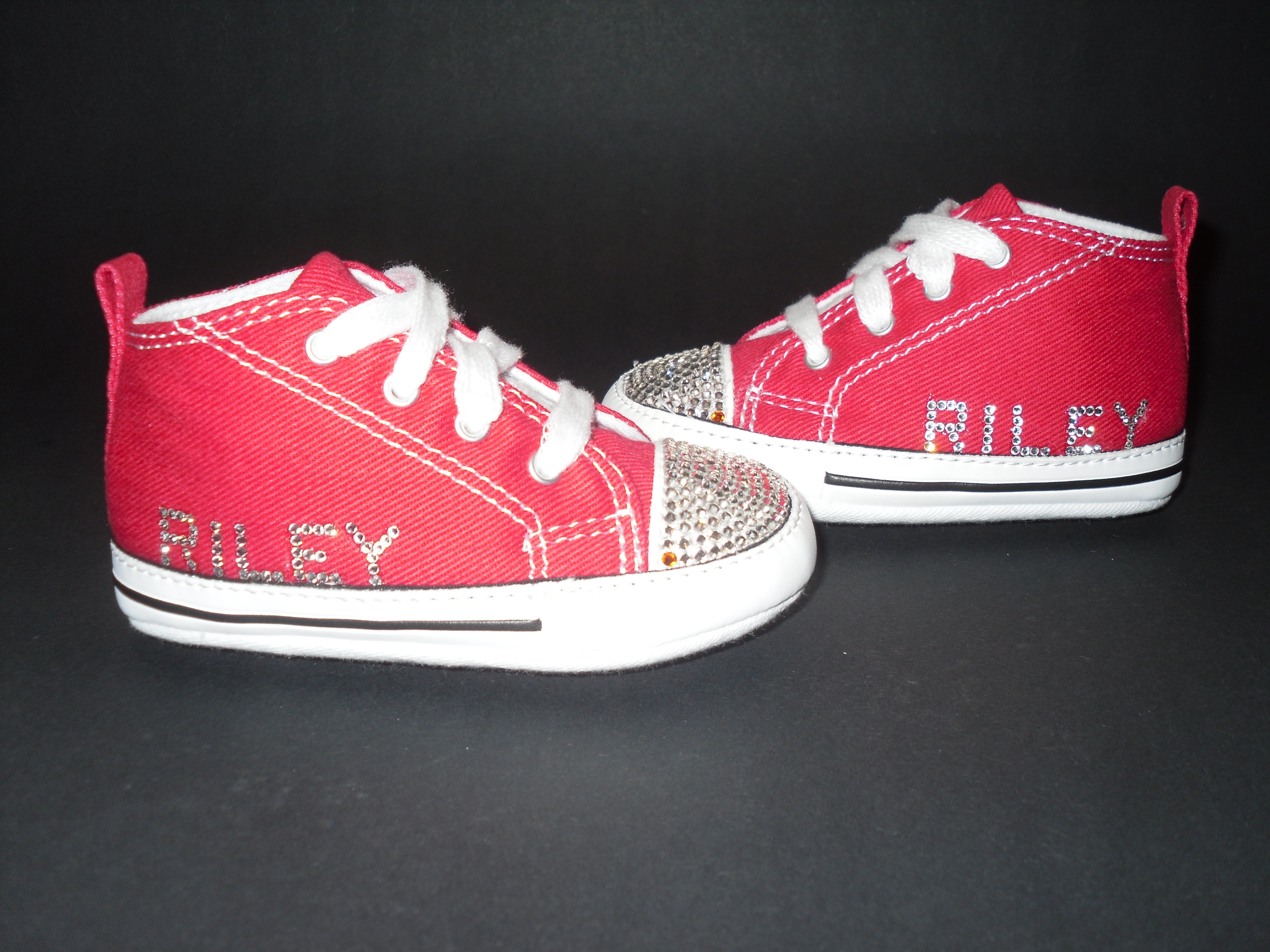 Funky Red Converse Crib Shoes With Name 